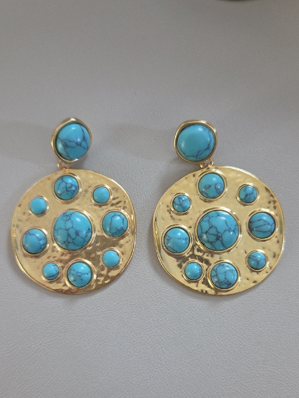 J. Crew Gold-Tone Turquoise Disk Drop Earrings